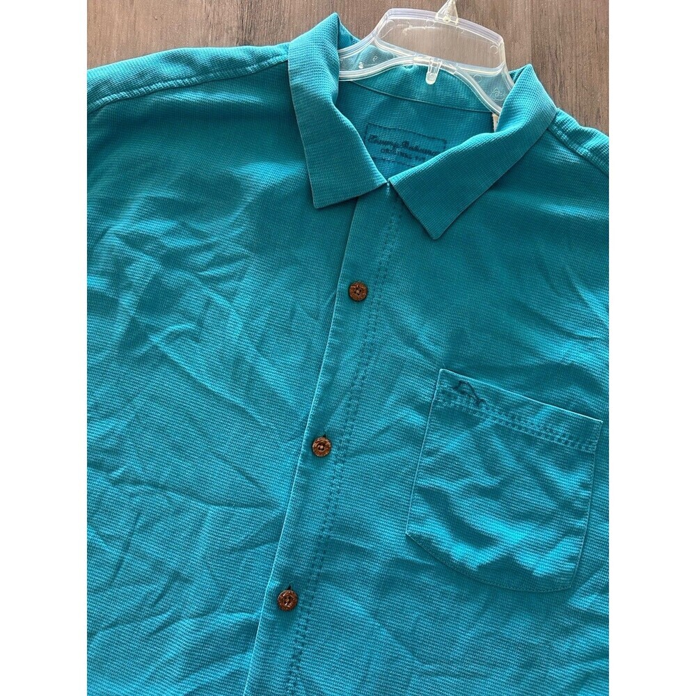 Tommy Bahama Mens XL Silk Blend Tropic Isles Camp Shirt Blue Original Fit